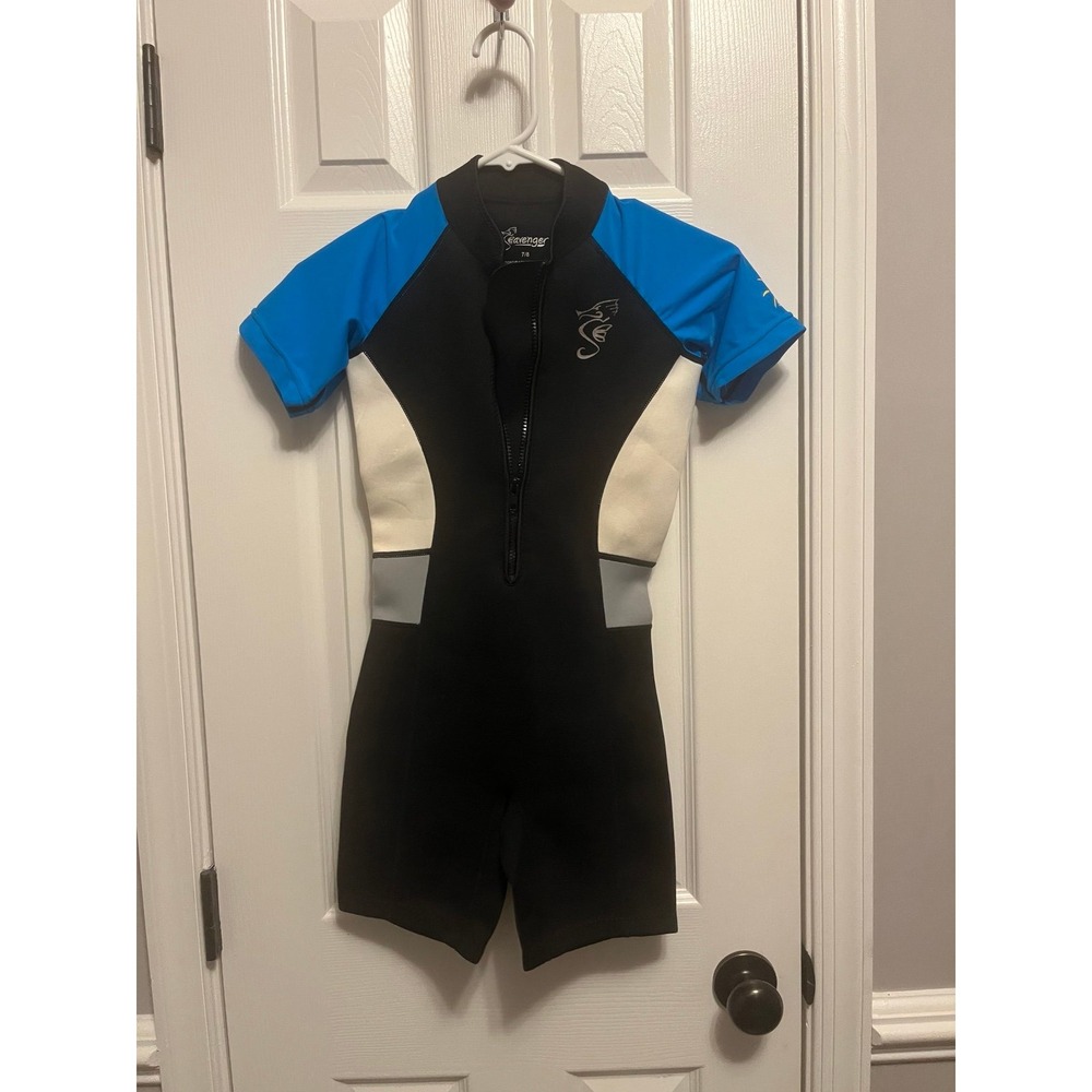 Seavenger Wetsuit Youth Size 7/8 Black Colorblock Shorty UV UPF 50+ Neoprene